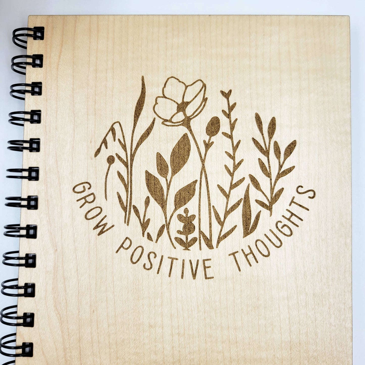 Positive thoughts wood journal - stationery, journals: Blank