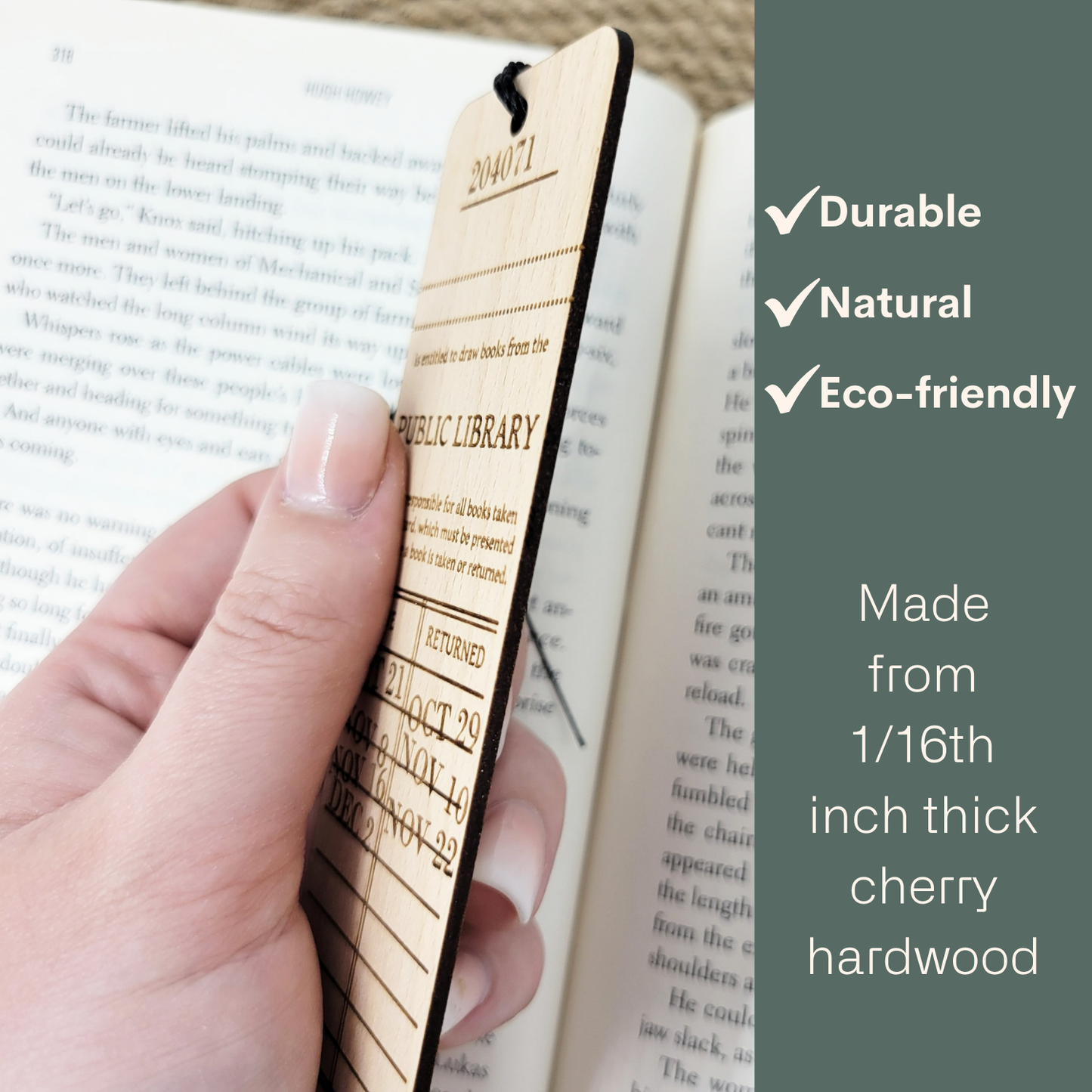 Treeside reading wood bookmark - book gifts / eco-friendly