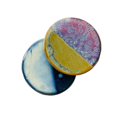 Coaster - Cork Back - Stoneware Pottery: Sunrise