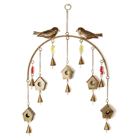 Handcrafted Bird Chime, Recycled Iron and Glass Beads