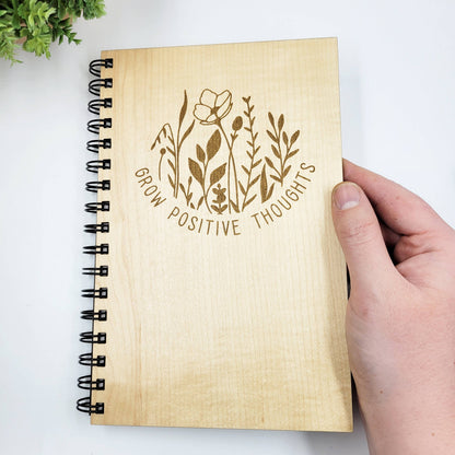 Positive thoughts wood journal - stationery, journals: Blank