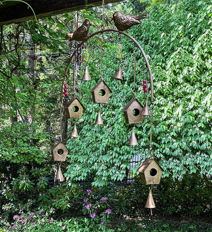 Handcrafted Bird Chime, Recycled Iron and Glass Beads