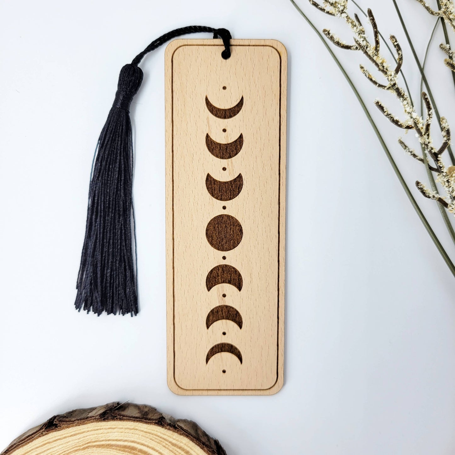 Moon phases wood bookmark  - book gifts, bookmarks, books