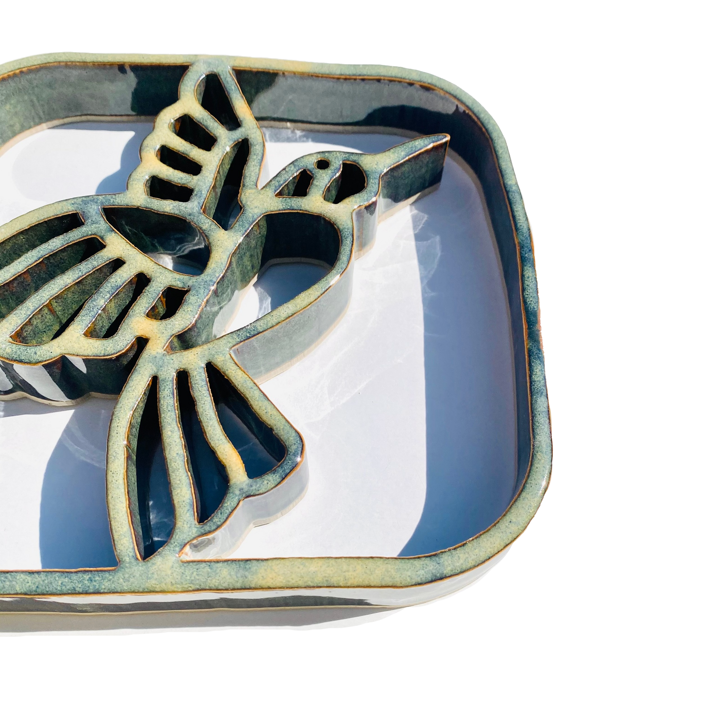 Hummingbird Trivet - Stoneware Pottery: Jade