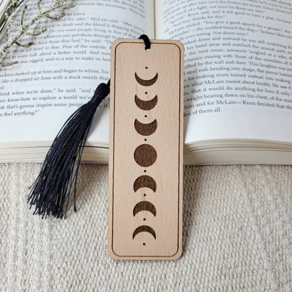 Moon phases wood bookmark  - book gifts, bookmarks, books