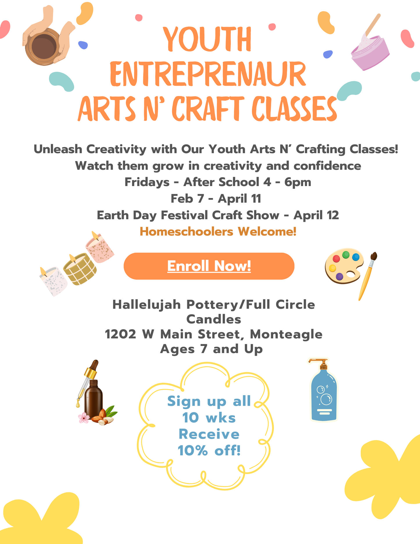 Youth Entrepreneur Arts and Crafts Classes - Spring  Semester - Feb 7th - April 11th