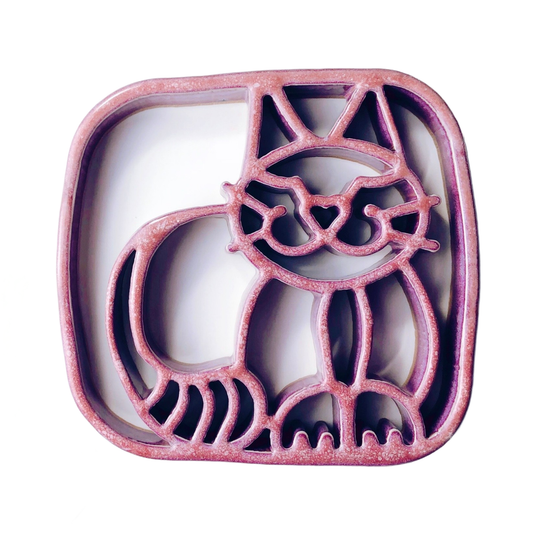 Cat Trivet - Stoneware Pottery: Sunrise