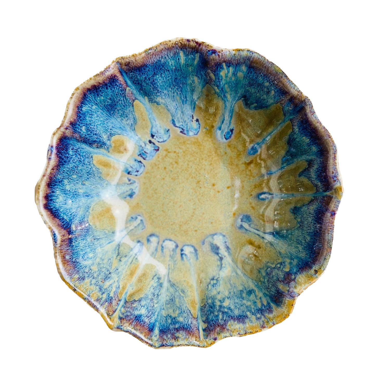 Large Rippled Bowl - Stoneware Pottery: Sunrise