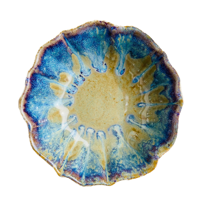 Large Rippled Bowl - Stoneware Pottery: Sunrise