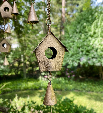 Handcrafted Bird Chime, Recycled Iron and Glass Beads