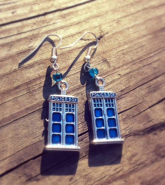 Dr. Who Inspired Gift Earrings Tardis Earrings - Handmade at Store