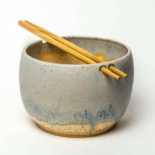 Rice/Noodle Bowl - Handmade Stoneware Clay - Blue